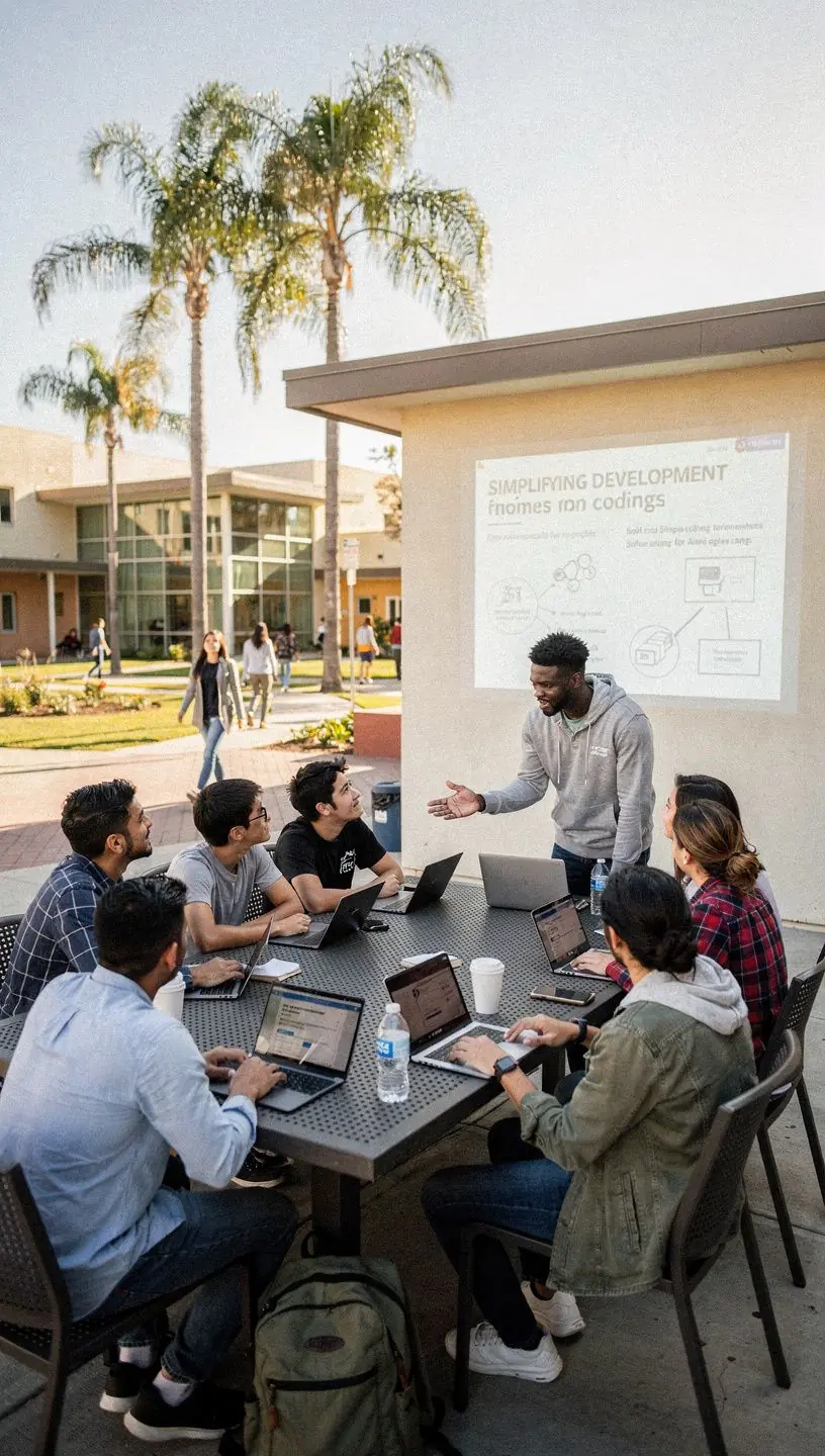 Illustration of a flowchart breaking down complex software processes into simple, manageable steps.